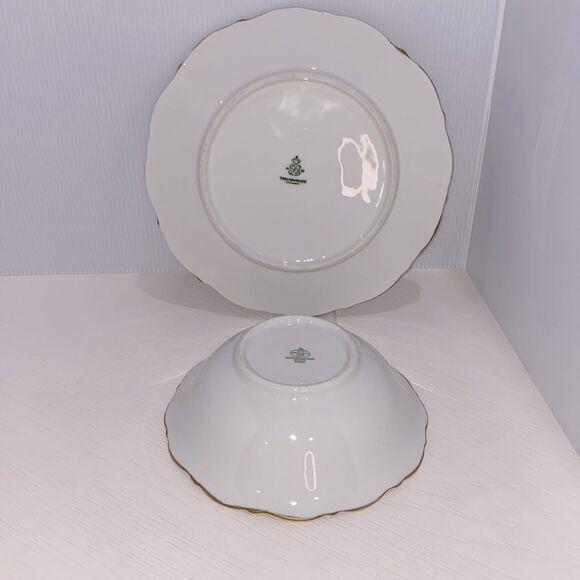 Vintage Tirschenreuth 1838 Germany Gold Trim Hand Painted Porcelain Dish & Plate - Picture 4 of 13